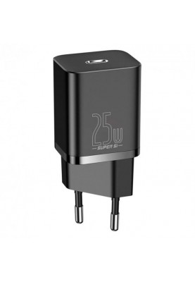 Мережевий зарядний пристрій Baseus Super Si Quick Charger 1C (1USB-C) 25W Black (TZCCSUP-L01) + кабель Type-C