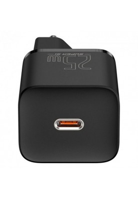 Мережевий зарядний пристрій Baseus Super Si Quick Charger 1C (1USB-C) 25W Black (TZCCSUP-L01) + кабель Type-C