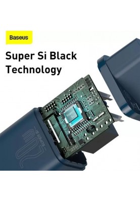 Мережевий зарядний пристрій Baseus Super Si Quick Charger 1C (1USB-C) 20W Blue (TZCCSUP-B03) + кабель Lightning