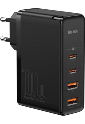 Мережевий зарядний пристрій Baseus GaN2 Pro Quick Charger 2C+2U (2xUSB-C+2xUSB-A) 100W Black (CCGAN2P-L01)