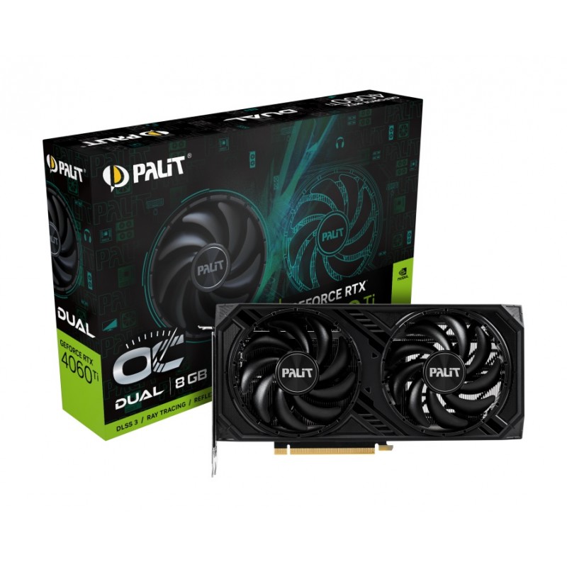 Відеокарта GF RTX 4060 Ti  8GB GDDR6 Dual OC Palit (NE6406TT19P1-1060D)