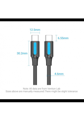 Кабель Vention USB Type-C - USB Type-C (M/M), TPE Round PD 100 W, 5 A, 2 м, Black (COTBH)