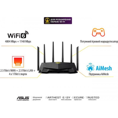 Бездротовий маршрутизатор Asus TUF Gaming AX6000 (TUF-AX6000) (90IG07X0-MO3C00)
