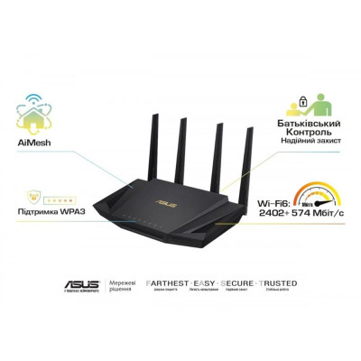 Бездротовий маршрутизатор Asus RT-AX58U V2 (90IG06Q0-MO3B00)
