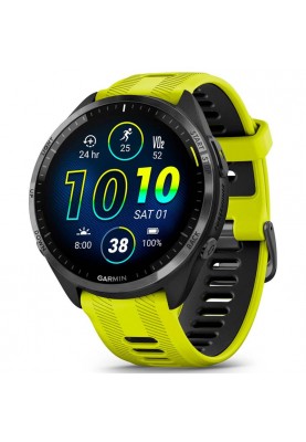 Смарт-годинник Garmin Forerunner 965 Carbon Gray DLC Titanium Bezel with Black Case/Amp Yellow/Black Silicone Band (010-02809-82)