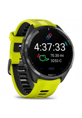 Смарт-годинник Garmin Forerunner 965 Carbon Gray DLC Titanium Bezel with Black Case/Amp Yellow/Black Silicone Band (010-02809-82)