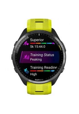 Смарт-годинник Garmin Forerunner 965 Carbon Gray DLC Titanium Bezel with Black Case/Amp Yellow/Black Silicone Band (010-02809-82)