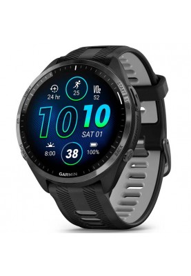 Смарт-годинник Garmin Forerunner 965 Carbon Gray DLC Titanium Bezel with Black Case and Black/Powder Gray Silicone Band (010-02809-80)