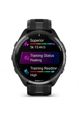 Смарт-годинник Garmin Forerunner 965 Carbon Gray DLC Titanium Bezel with Black Case and Black/Powder Gray Silicone Band (010-02809-80)