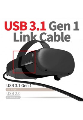 Кабель Gtwin Oculus Quest Gen2 Link VR USB Type-C - USB Type-C (M/M), 5 Gbps, 3 A, 5 м, Black (1005003912229640U5B)