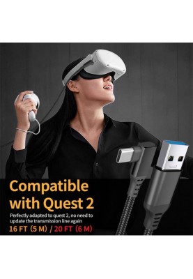 Кабель Gtwin Oculus Quest Gen2 Link VR USB Type-C - USB Type-C (M/M), 5 Gbps, 3 A, 5 м, Black (1005003912229640U5B)