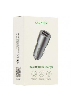 Автомобільний зарядний пристрій Ugreen CD130 (2xUSB 24W (USB-A) QC 3.0 Gray (50592)