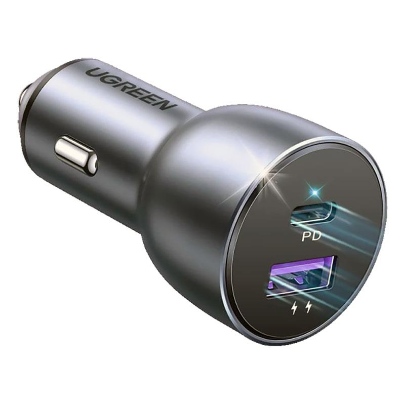 Автомобільний зарядний пристрій Ugreen CD213 (2xUSB 36W (USB-C+USB-A) QC 3.0+ Gray (60980)