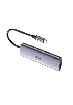 Концентратор USB Type-C Ugreen 3xUSB 3.0 + RJ45 1000M Ethernet, Gray (60718)