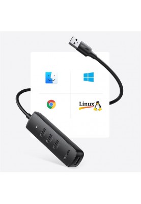 Концентратор USB 3.2 Ugreen CM416 4xUSB 3.2, Black (80657)