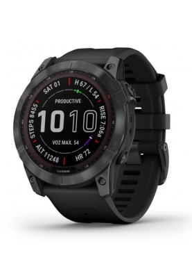 Смарт-годинник Garmin Fenix 7X Sapphire Solar Black DLC Titanium with Black Band (010-02541-45)