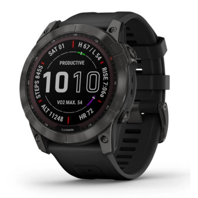 Смарт-годинник Garmin Fenix 7X Sapphire Solar Black DLC Titanium with Black Band (010-02541-45)