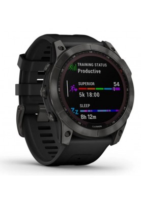 Смарт-годинник Garmin Fenix 7X Sapphire Solar Black DLC Titanium with Black Band (010-02541-45)