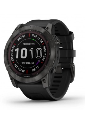 Смарт-годинник Garmin Fenix 7X Sapphire Solar Carbon Gray DLC Titanium with Black Band (010-02541-34)