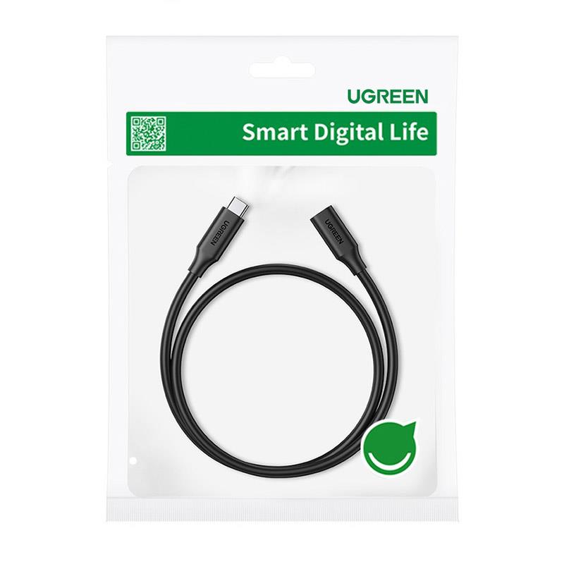 Кабель-подовжувач Ugreen US353 USB-C - USB-C (AM-AF), 1 м, Black (10387)