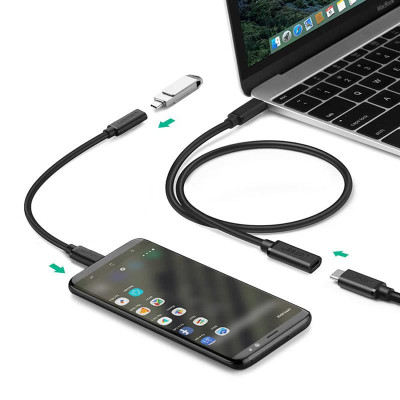 Кабель-подовжувач Ugreen US353 USB-C-USB-C (AM-AF), 1 м, Black (10387)