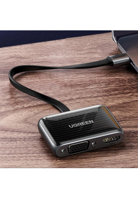 Адаптер Ugreen CM303 HDMI+VGA - USB Type-C (F/M), Black (70549)
