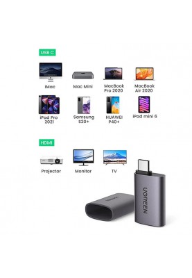 Адаптер Ugreen US320 HDMI - USB Type-C (F/M), Space Gray (70450)