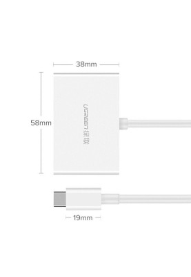 Адаптер Ugreen MM123 HDMI+VGA - USB Type-C (F/M), White (30843)