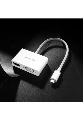 Адаптер Ugreen MM123 HDMI+VGA - USB Type-C (F/M), White (30843)