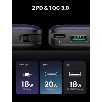 Універсальна мобільна батарея Ugreen PB172 10000mAh Blue (80917)