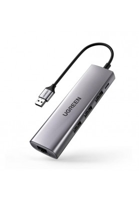 Концентратор USB Type-C Ugreen CM266 3xUSB 3.0 + HDMI + RJ45 1000M Ethernet, Gray (60812)