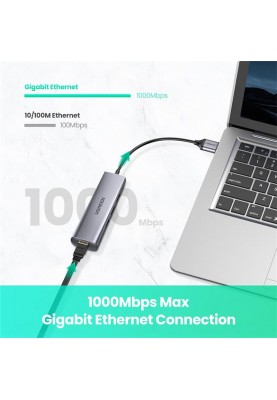 Концентратор USB Type-C Ugreen CM266 3xUSB 3.0 + HDMI + RJ45 1000M Ethernet, Gray (60812)