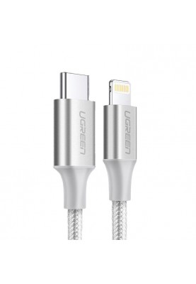 Кабель Ugreen US304 USB Type-C - Lightning (M/M), 2 м, Silver (70525)