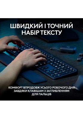 Клавiатура бездротова Logitech MX Keys S Plus Palm Rest Graphite (920-011589)