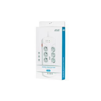 Мережевий фільтр 2E 8хSchuko, 3 м (2E-SP815M3USBWH)