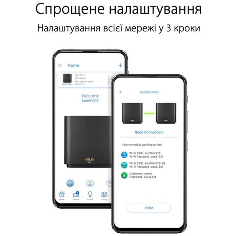 Wi-Fi Mesh система Asus ZenWiFi XT9 2pk White (90IG0740-MO3B40)