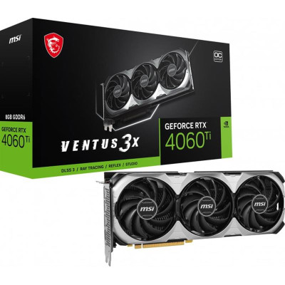 Відеокарта GF RTX 4060 Ti  8GB GDDR6 Ventus 3X OC MSI (GeForce RTX 4060 Ti VENTUS 3X 8G OC)