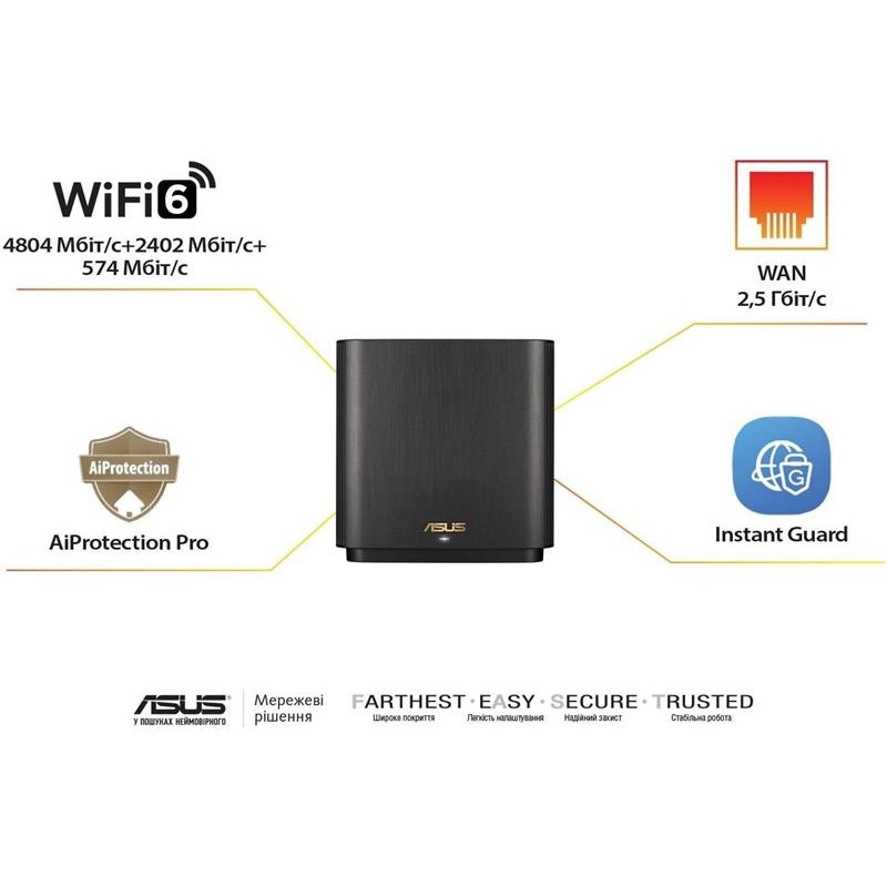 Wi-Fi Mesh система Asus ZenWiFi XT9 Black 1pk (90IG0740-MO3B50)