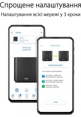 Wi-Fi Mesh система Asus ZenWiFi XT9 Black 1pk (90IG0740-MO3B50)