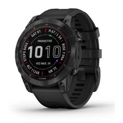 Смарт-годинник Garmin Fenix 7 Sapphire Solar Black DLC Titanium with Black Band (010-02540-47)