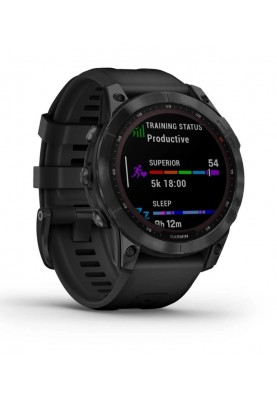 Смарт-годинник Garmin Fenix 7 Sapphire Solar Black DLC Titanium with Black Band (010-02540-47)