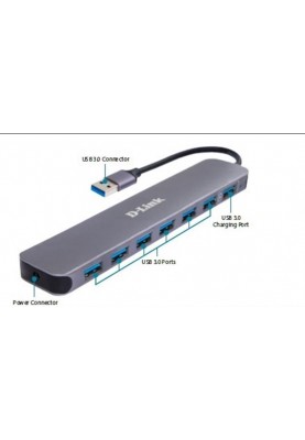 Концентратор USB3.0 D-Link DUB-1370/B2A Black 7хUSB3.0