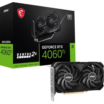 Відеокарта GF RTX 4060 8GB GDDR6 Ventus 2X Black OC MSI (GeForce RTX 4060 VENTUS 2X BLACK 8G OC)