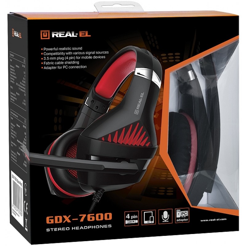 Гарнітура REAL-EL GDX-7600 Black/Red