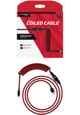 Кабель HyperX USB-A – USB-C, спіральний, 1.37 м Red/Black (6J677AA)