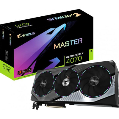 Відеокарта GF RTX 4070 12GB GDDR6X Aorus Master Gigabyte (GV-N4070AORUS M-12GD)