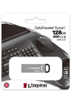 Флеш-накопичувач USB3.2 128GB Kingston DataTraveler Kyson Silver/Black (DTKN/128GB)