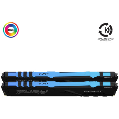 Модуль пам`ятi DDR4 2x32GB/3200 Kingston Fury Beast RGB (KF432C16BB2AK2/64)