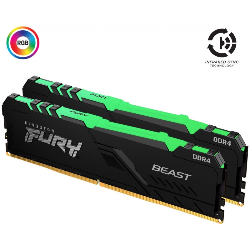 Модуль пам`яті DDR4 2x8GB/3600 Kingston Fury Beast RGB (KF436C17BB2AK2/16)