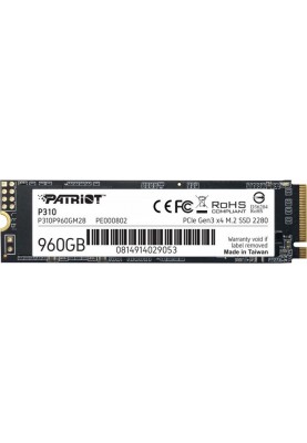 Накопичувач SSD  960GB Patriot P310 M.2 2280 PCIe NVMe 3.0 x4 TLC (P310P960GM28)